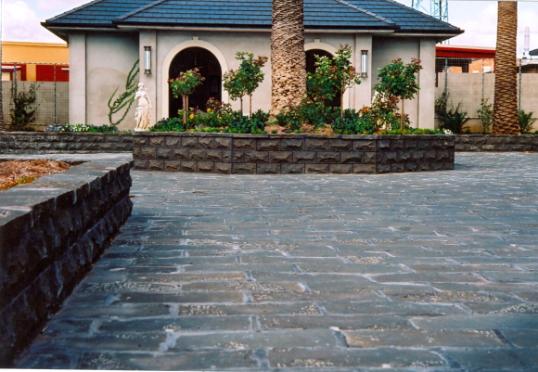 Split Basalt Paving driveway by J.H. Wagner & Sons.