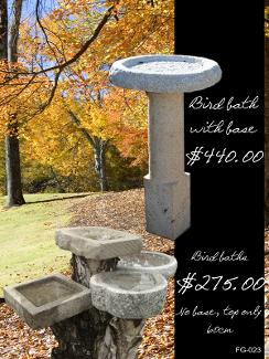 Natural stone birdbath from J.H. Wagner and Sons
