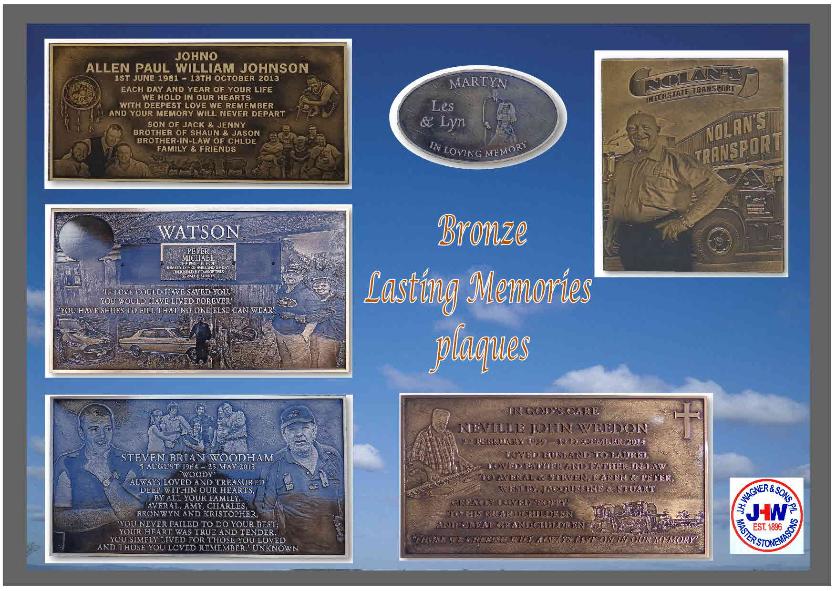 Bronze plaque with sculptured photo images, Lasting Memories Bronze from JHW Queensland