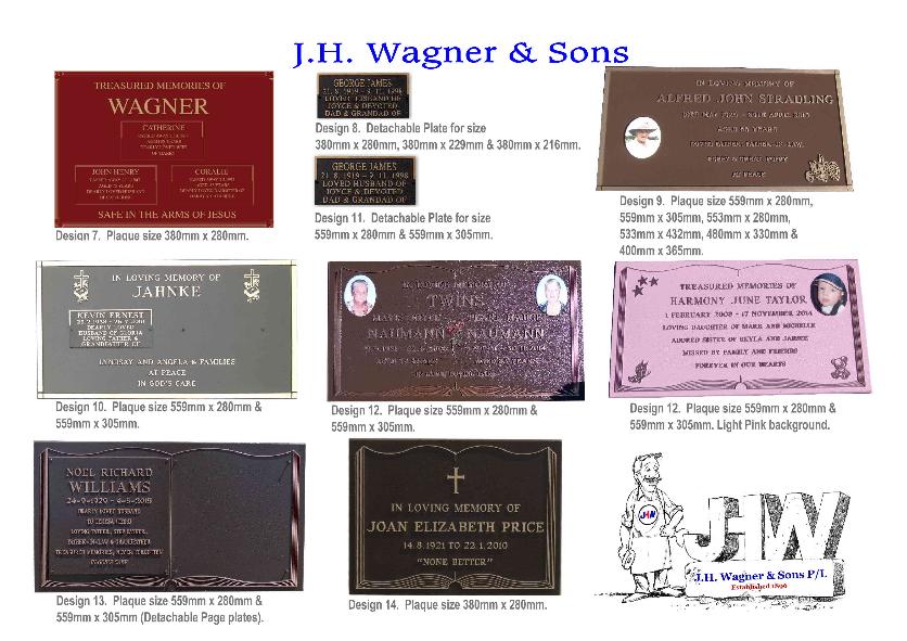 Bronze plaques from J.H. Wagner & Sons. Page 2