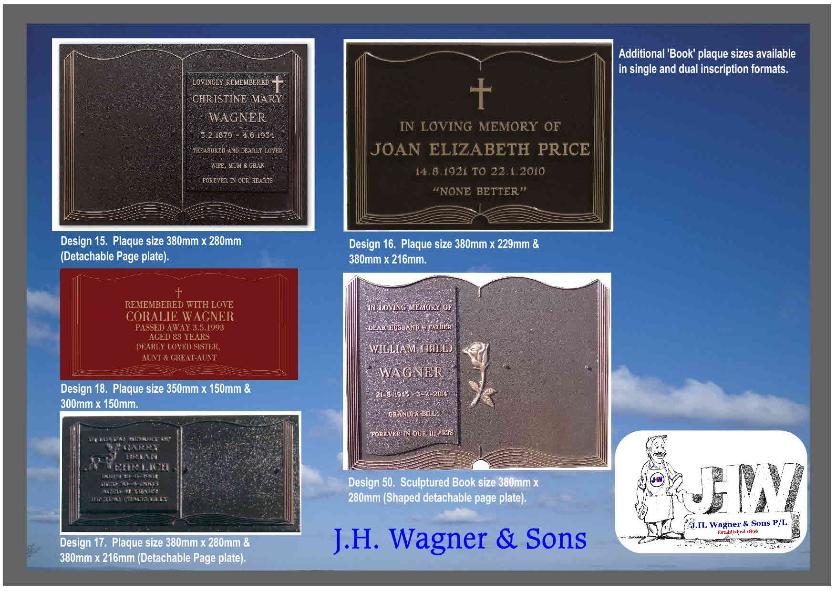 Bronze Book plaques, headstones and lawn cemeteries from J.H. Wagner & Sons Queensland