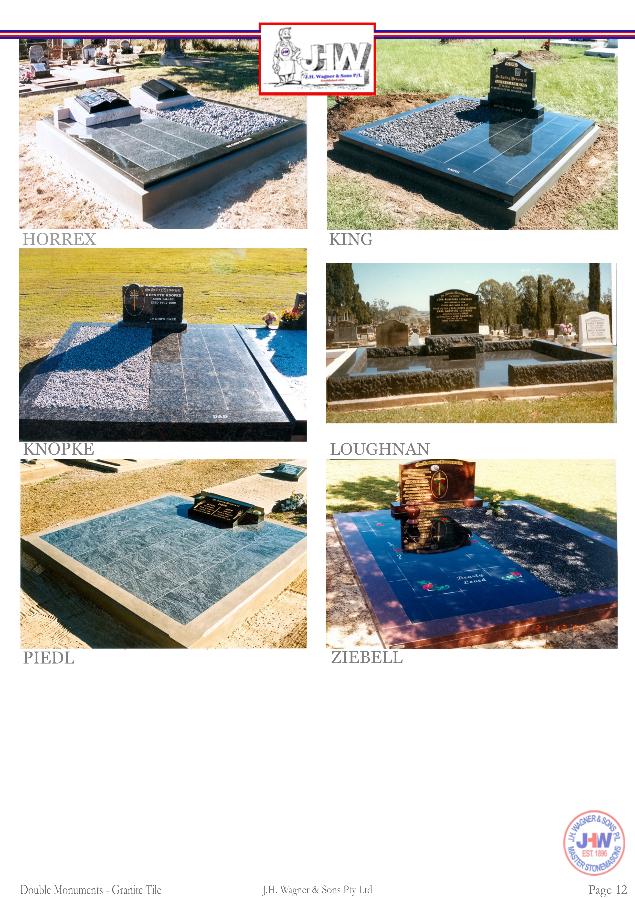 Double Monuments with Granite Tile Floors supplied and installed by J.H. Wagner & Sons.