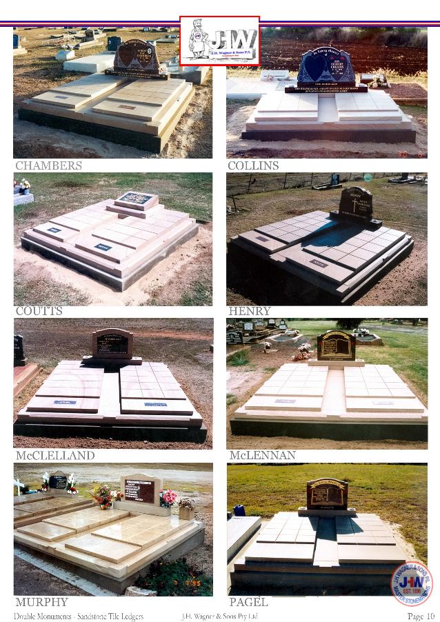 Double Monuments with Sandstone Tile Ledger Floors supplied and installed by J.H. Wagner & Sons.
