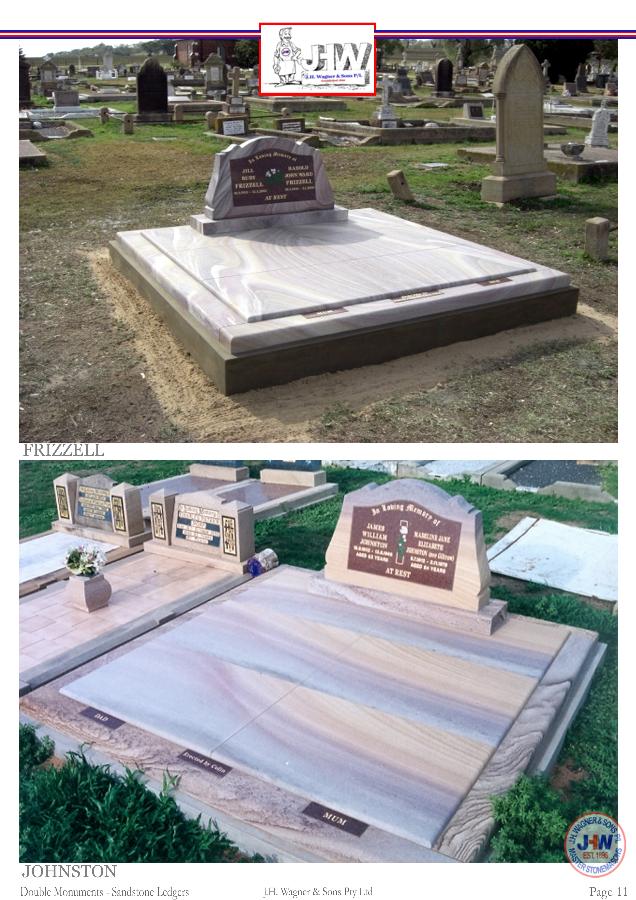 Double Monuments with Sandstone Ledger Floors supplied and installed by J.H. Wagner & Sons.