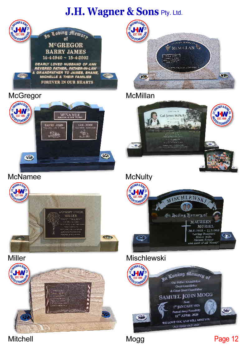 Goondiwindi headstones, J.H. Wagner & Sons