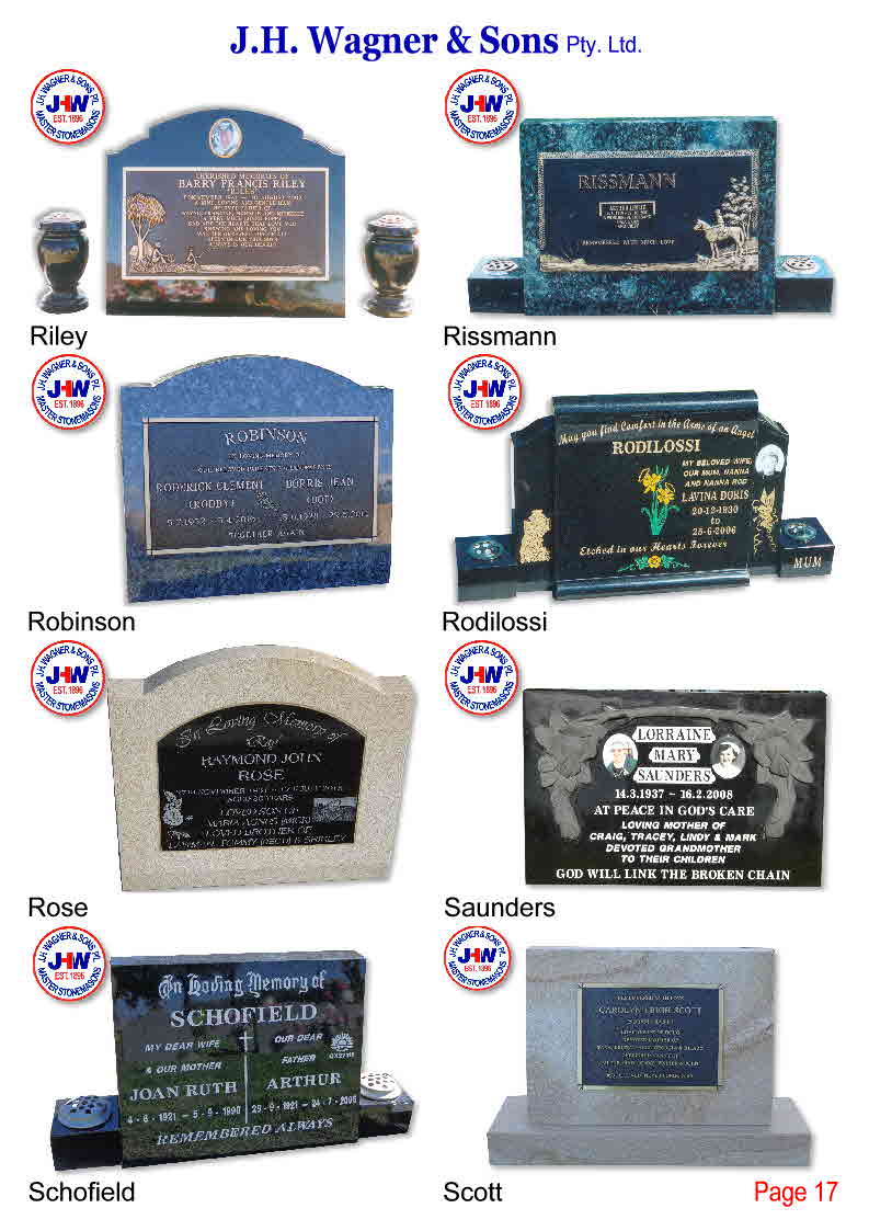 Stone headstones for Goondiwindi from JH Wagner