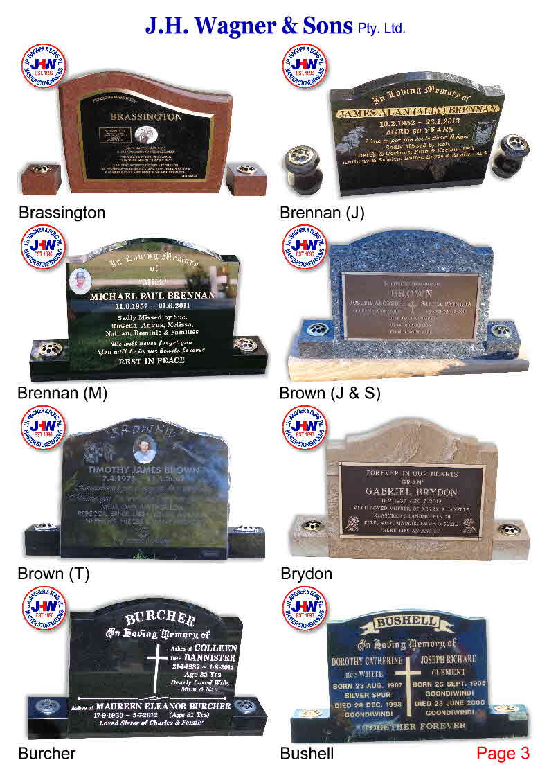 Goondiwindi headstones supplied by J H Wagner Stone Masons