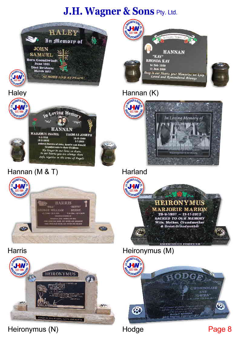 Upright sloper headstones for Goondiwindi by J.H. Wagner & Sons, Toowoomba