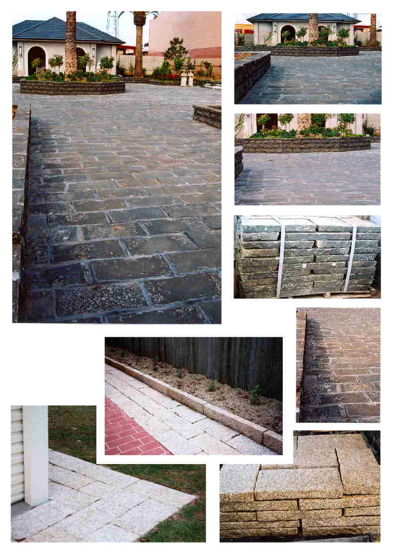 Basalt and Granite Split paving or walling products.