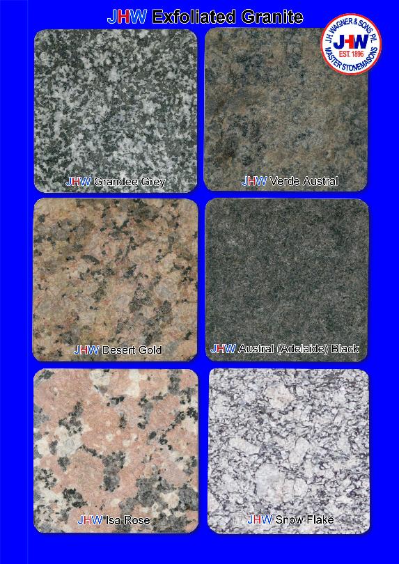 Exfoliated granite colours from J.H. Wagner & Sons, Toowoomba