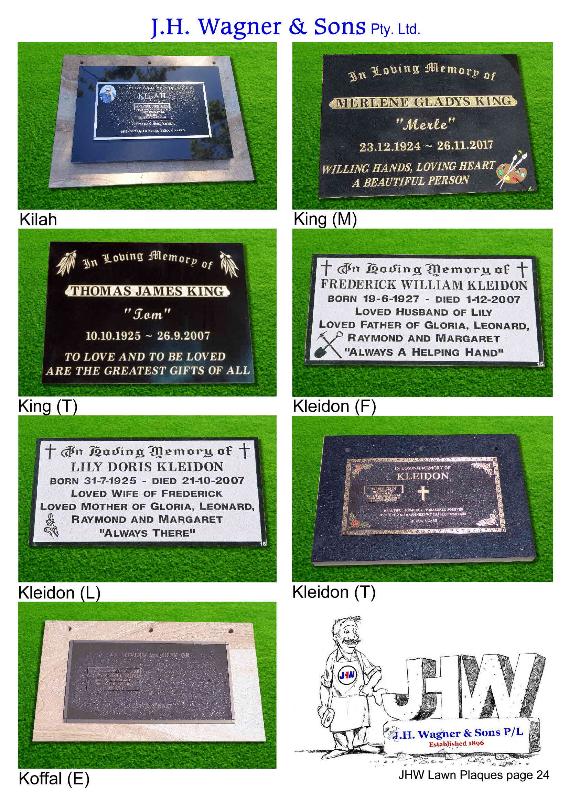 Memorial Plaques by J.H. Wagner & Sons 