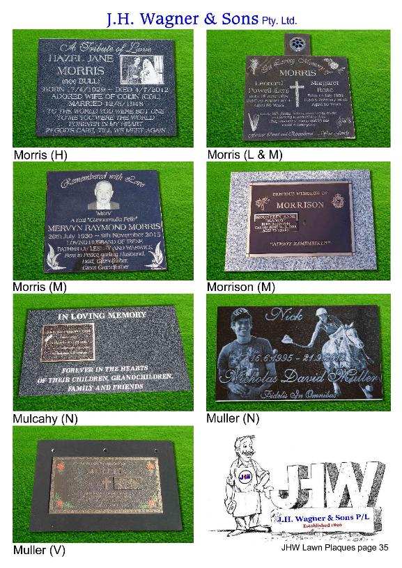Lawn Plaques by J.H. Wagner & Sons 