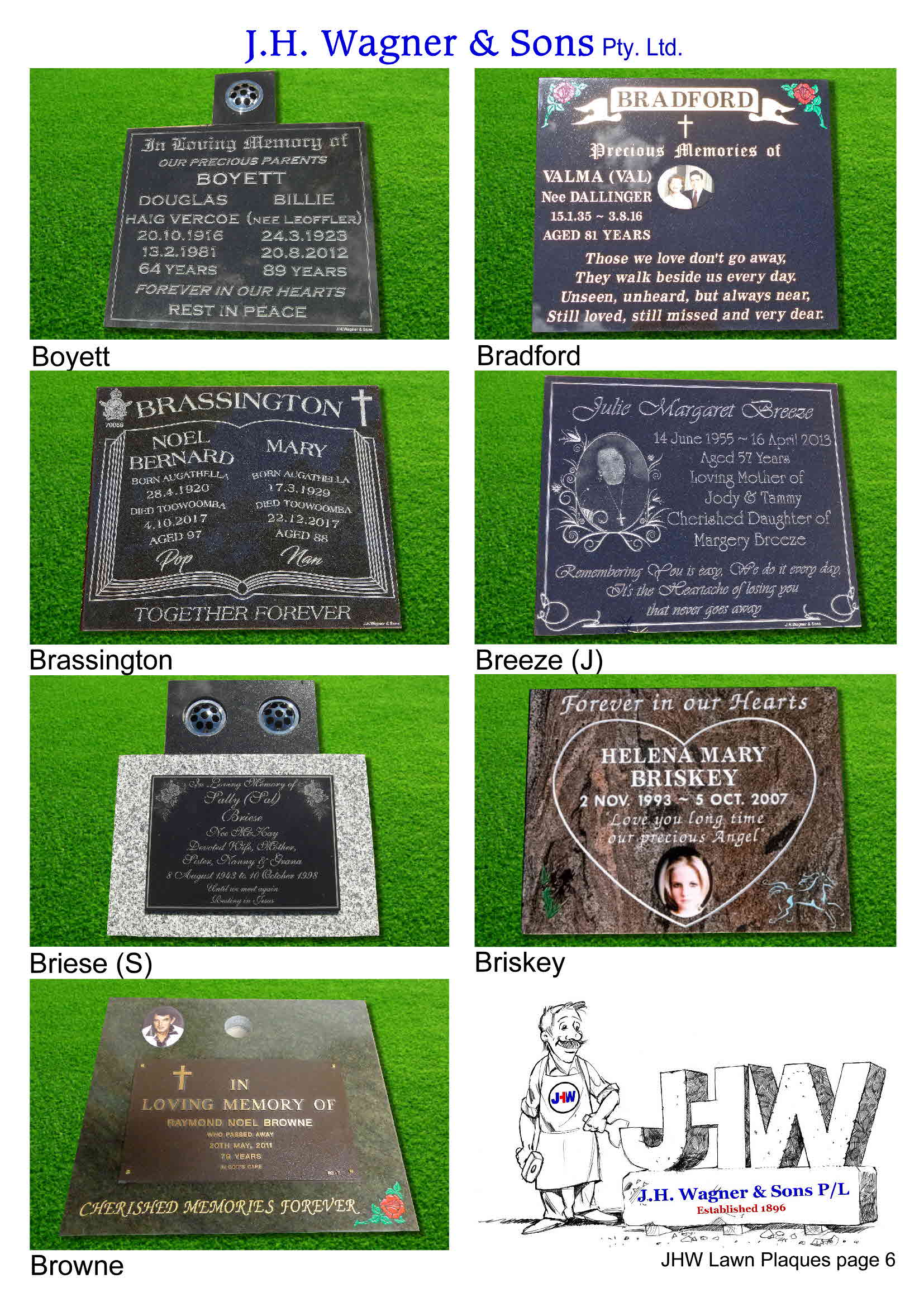 Lawn plaques by J.H. Wagner & Sons. Page 6