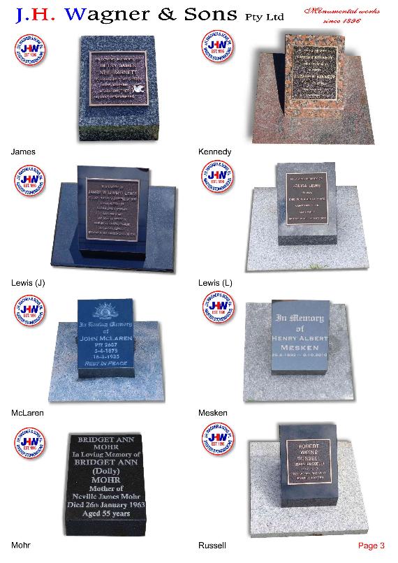 Small desk headstones by J.H. Wagner & Sons