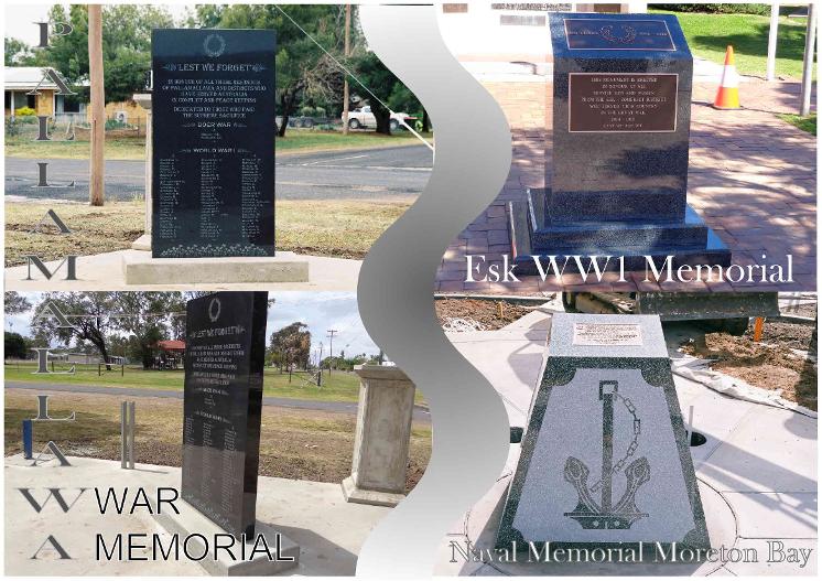 Pallamallawa War Memorial, Esk War Memorial, Naval Memorial Moreton Bay