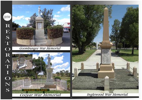 Goombungee War Memorial, Cooyar War Memorial and Inglewood War Memorial