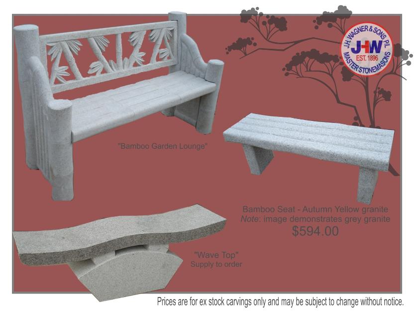 Stone garden seats from J.H. Wagner Toowoomba and Brisbane