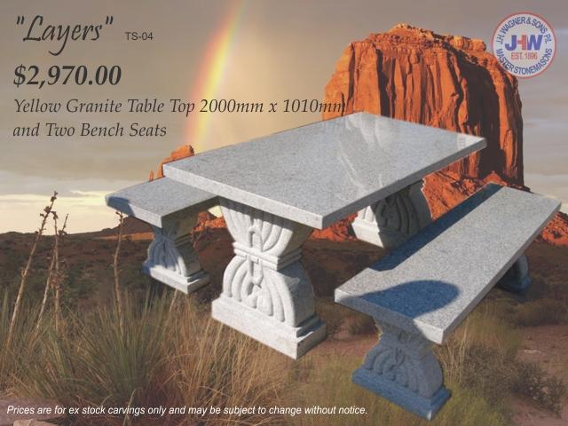 Granite table and seats from J H Wagner Toowoomba and Brisbane