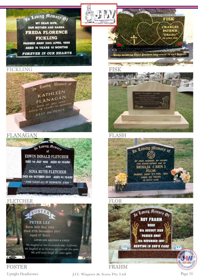 Upright Headstones by J.H. Wagner & Sons Page 10