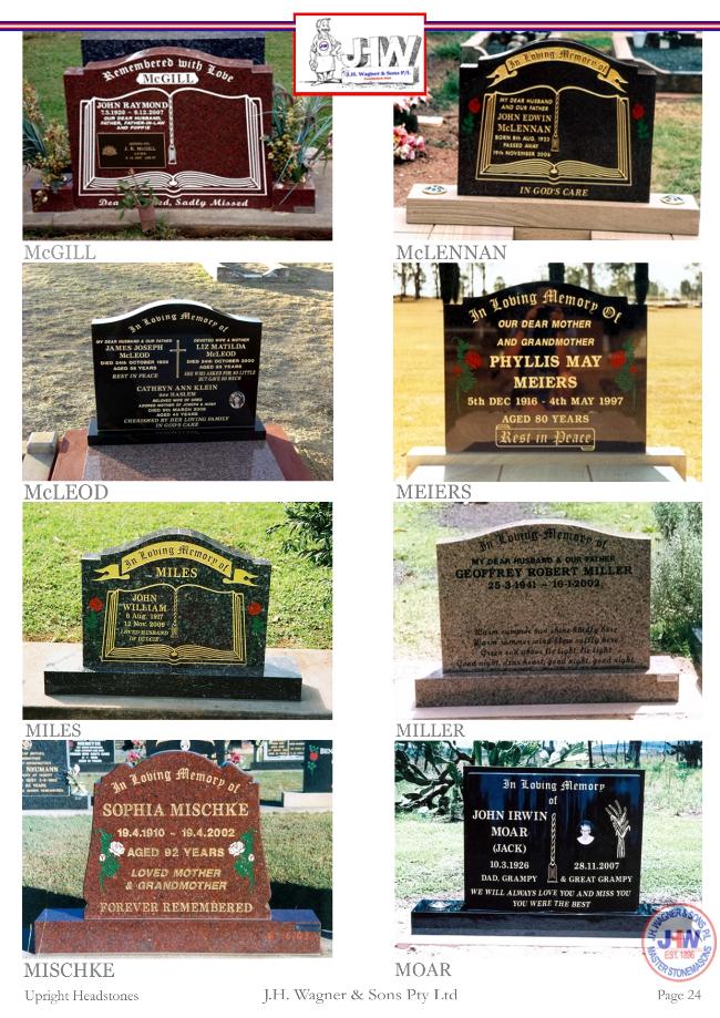 Upright Headstones by J.H. Wagner & Sons Page 24