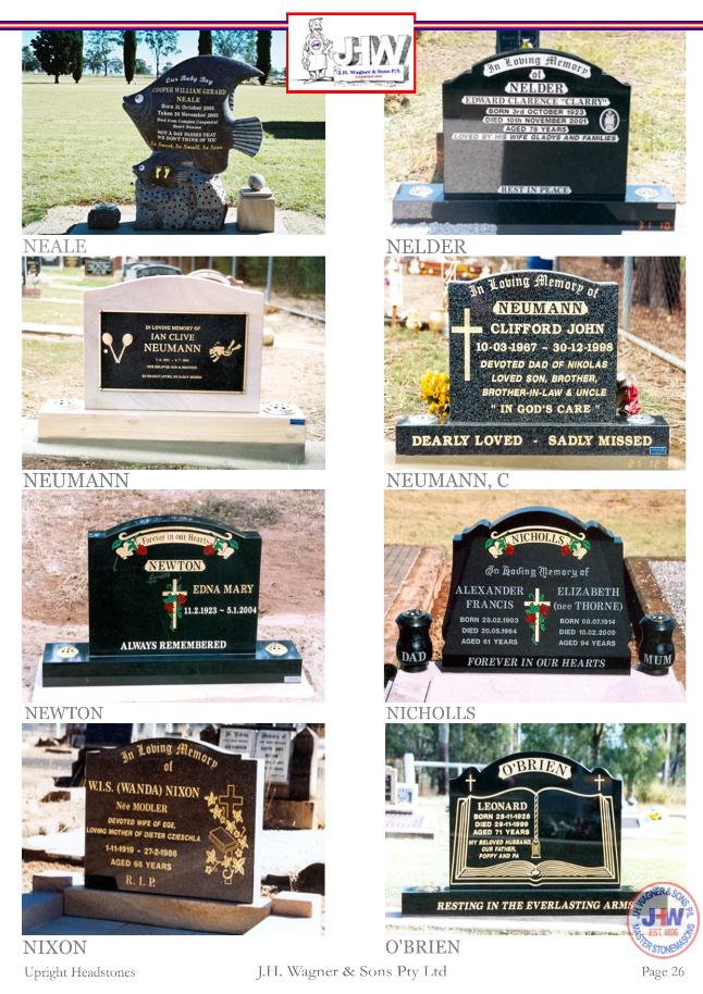 Upright Headstones by J.H. Wagner & Sons Page 26