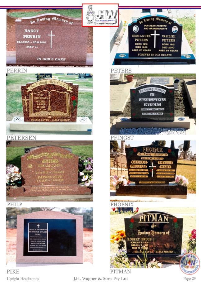 Upright Headstones by J.H. Wagner & Sons Page 29