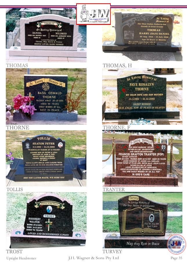 Upright Headstones by J.H. Wagner & Sons Page 35