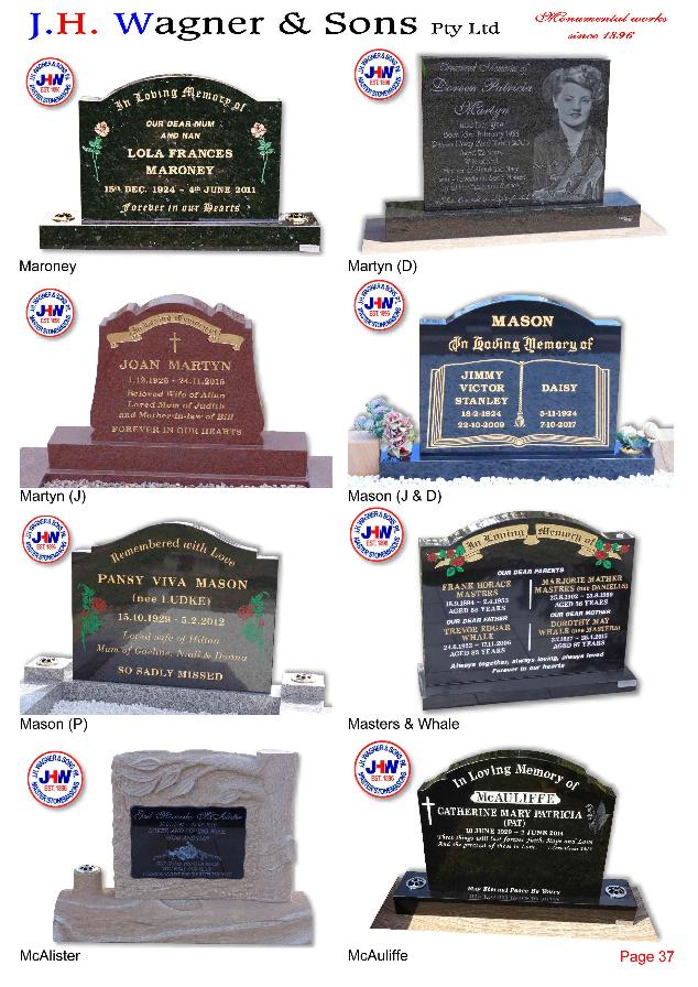 Cemetery Headstones by J.H. Wagner & Sons Page 37