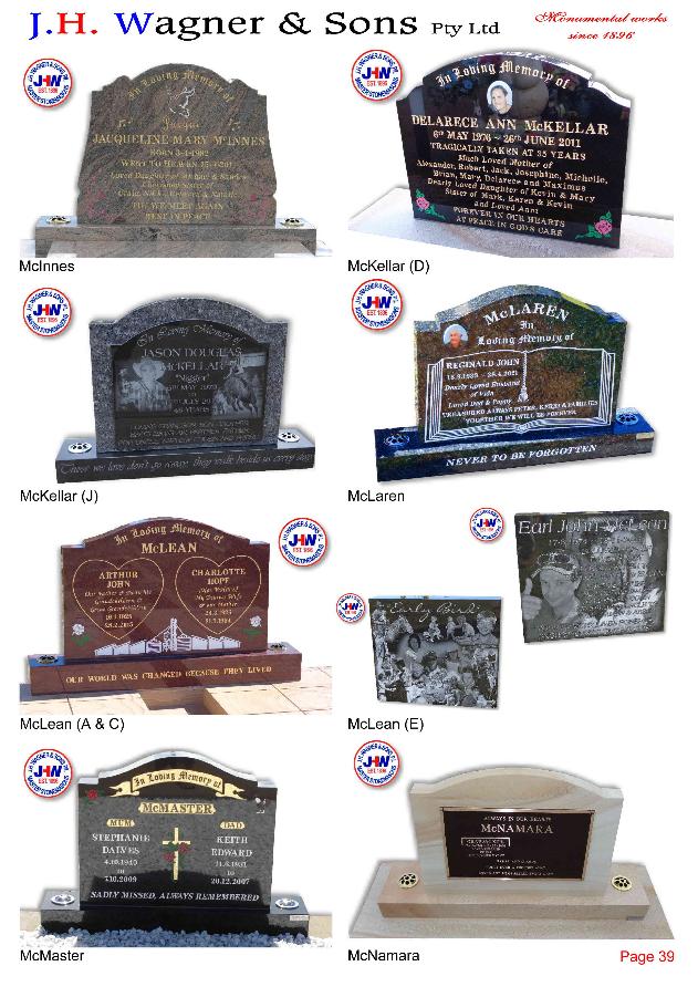 Headstone memorials by J.H. Wagner & Sons Page 39