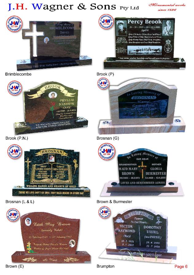 Upright Headstones by J.H. Wagner & Sons Page 6