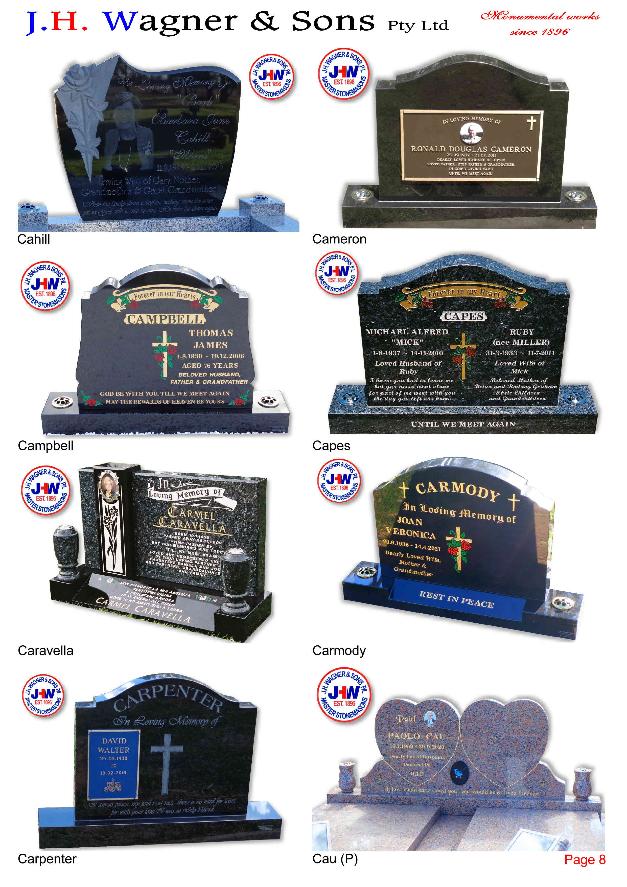 Upright Headstones by J.H. Wagner & Sons Page 8