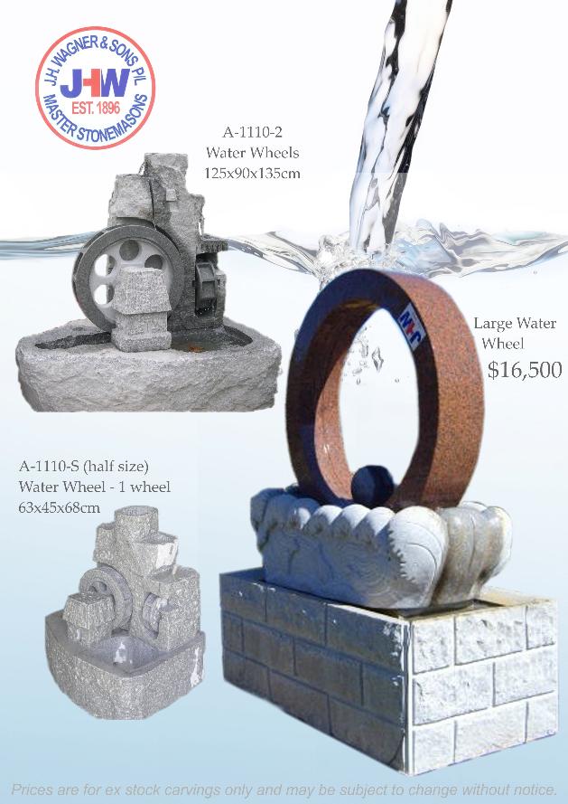 Natural granite stone water fountains Toowoomba and Brisbane, J.H. Wagner